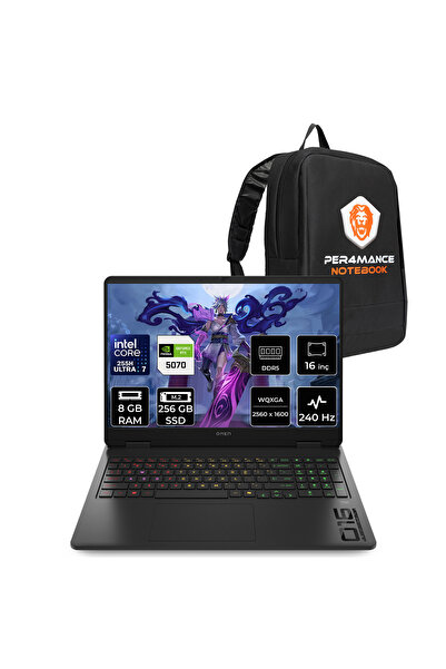 HP Omen Slim 16 Ultra 7 255H 8GB 256GB SSD RTX5070/8GB 16" WQXGA 240Hz 3 ms I...