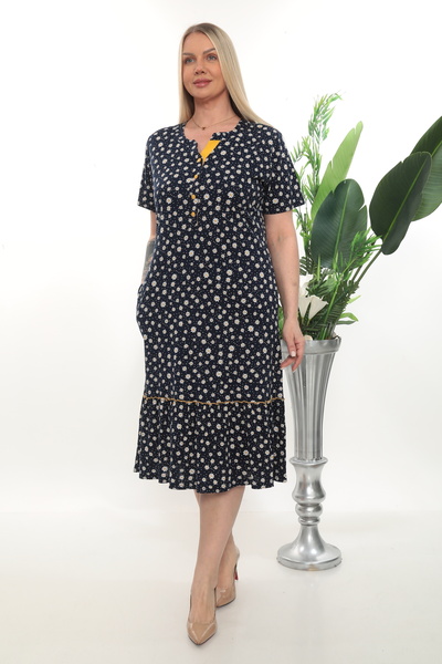 STELLETO Yellow Garnished Buttoned Ruffled Relaxed Fit Daisy Polka Dot Patter...