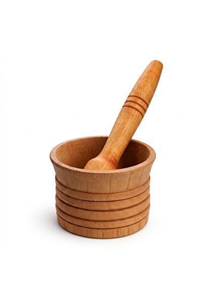 NO BRAND Φυσικό ξύλινο γουδί και γουδοχέρι για σκόρδο και μπαχαρικά, χειροποίητο