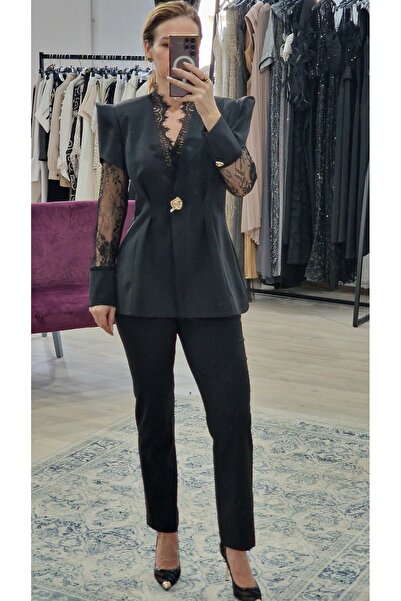 OEM Κομψό Μαύρο Σετ Δύο Τεμαχίων με Δαντελένια Μανίκια – Σικ Γυναικείο Ντύσιμο