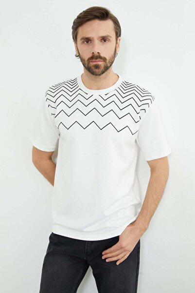 Fulla Moda Tricou modal cu decolteu tip bicicletă și model în zig-zag