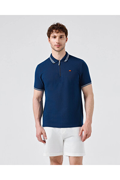 Ellesse Βαμβακερό ανδρικό μπλουζάκι πόλο με λαιμόκοψη σε μπλε ναυτικό χρώμα 6...