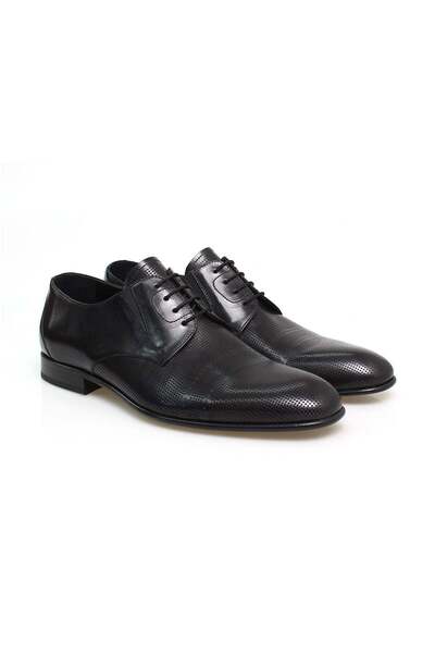 FRANCO CALVANI Black Color Lace-Up Genuine Leather Men's Shoes