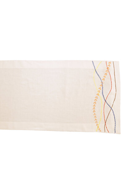 Dakakeen Concept Waves Premium Linen Tablecloth – Elegant Wavy Line Embroider...