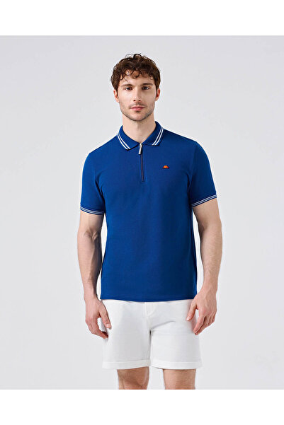 Ellesse Βαμβακερό μπλε ανδρικό μπλουζάκι πόλο με λαιμόκοψη 6Sm5051