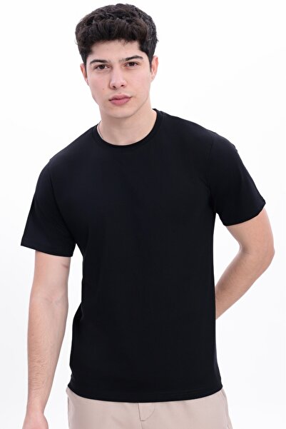 Mero Life Unisex Slim Fit Tight Fit 100% Cotton Soft Textured Crew Neck Black...