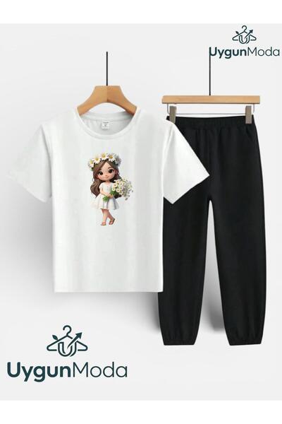 UygunModa SET PENTRU COPII: TRICOU IMPRIMAT PAPATYALI KIZ ȘI PANTALONI DE TRE...