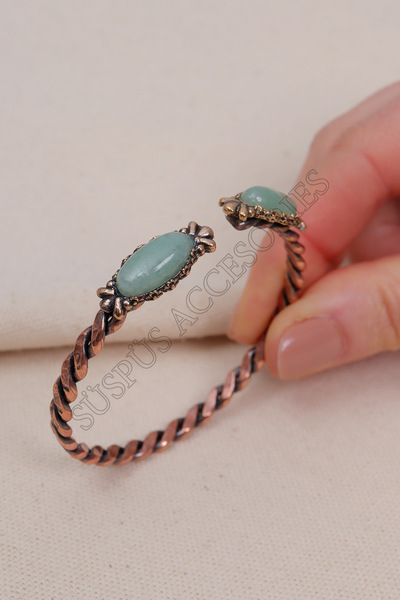 Aventurine Stone Knitted Model Copper Bracelet