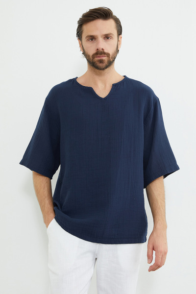 Fulla Moda Βασικό μπλουζάκι από ύφασμα μουσελίνας