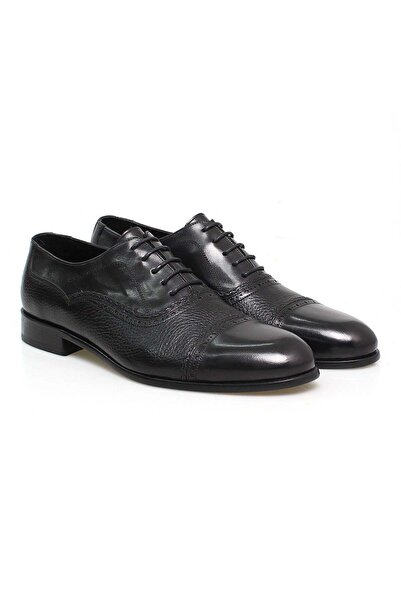 FRANCO CALVANI Black Color Lace-Up Genuine Leather Leather Sole Men's Shoes