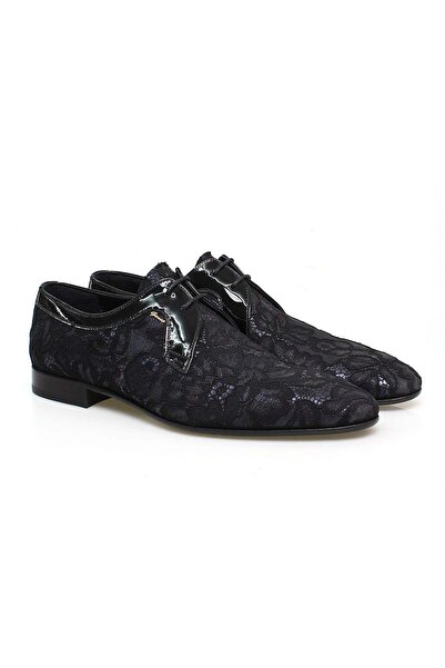 FRANCO CALVANI Black Color Lace-Up Genuine Leather Leather Sole Men's Shoes