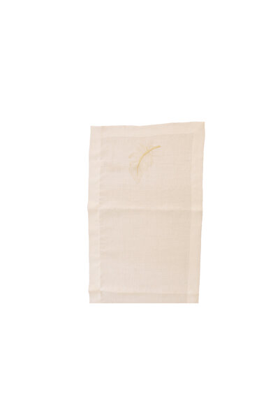 Dakakeen Concept Feather Linen Tablecloth – Premium Fabric with Golden Feathe...