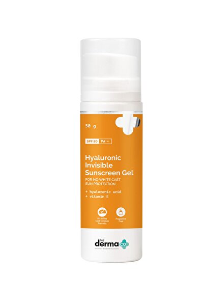 The Derma Co جل واقي من الشمس بحمض الهيالورونيك 1٪ SPF50 غير مرئي 50 جرام