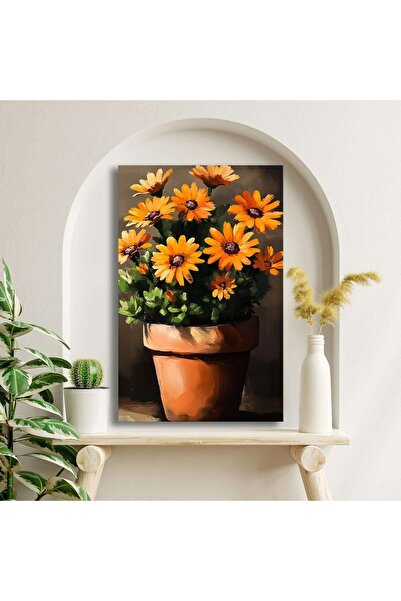OEM Tablou decorativ Re-Bloom, model floral, pânză/lemn masiv, multicolor, 45...