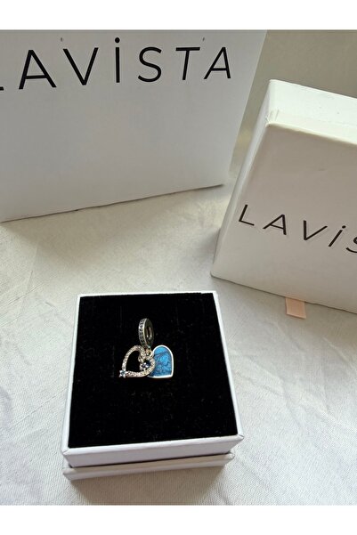 Lavista Silver Kayan Mavi Kalp Çiftli Gümüş Charm’ı