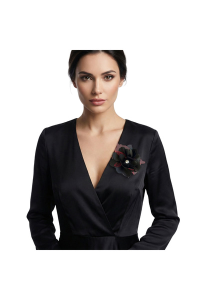 OEM Χειροποίητη Μαύρη Καρφίτσα Λουλουδιού Παπαρούνας, από Υλικό Σατέν Υφάσματ...