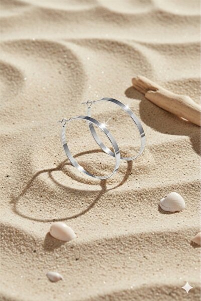 Liacharm Women's Silver Color Stainless Steel Large Hoop Earrings - Modern Geometric Design