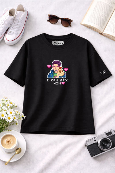 FANA Stardew Valley Pixel Art T-Shirt – Unisex Oversize 100% Cotton Gamer Printed T-Shirt