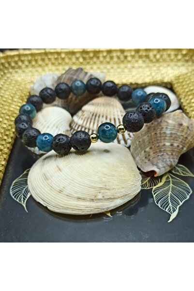 Ezera Ανδρικό βραχιόλι Edan με πέτρες, με κρυστάλλους απατίτη και πέτρα λάβας...