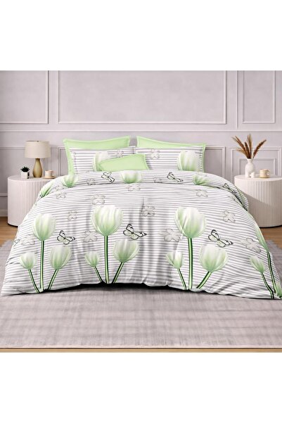 Pucioasa Double Bed Linen Set, 2 people, Sulfur, Cotton, Finet, 6 Pieces, wit...