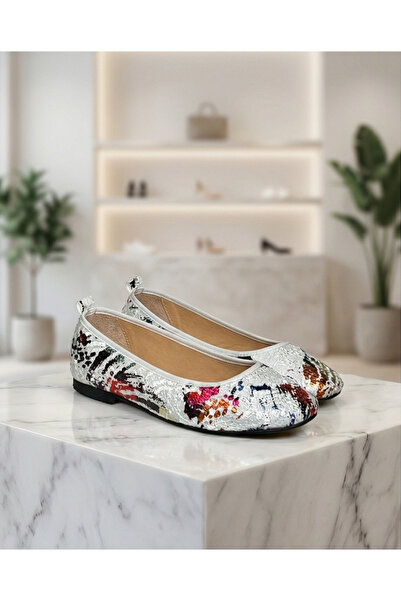 futsi shoes Renkli Desenli Kadın Kumaş Babet