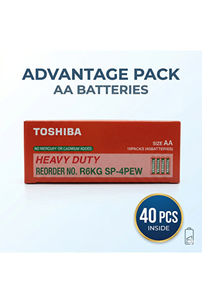 Toshiba Μπαταρίες AA R6, Συσκευασία 40 τεμαχίων, Βαρέως Τύπου, Μεγάλης Διάρκε...