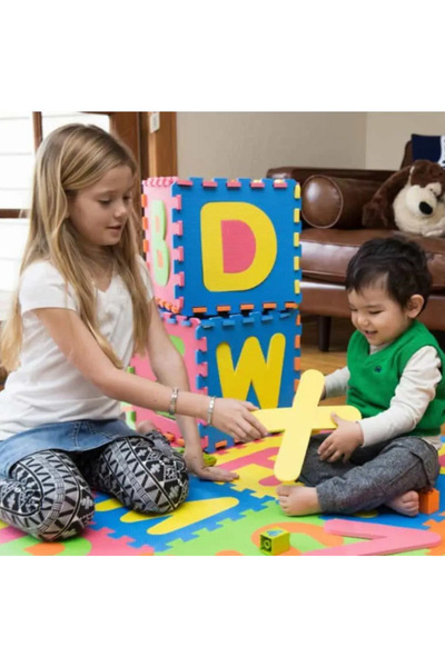 smile toys Covor Puzzle Educativ din Spuma EVA cu litere mari si mici – 26 Piese Colorate pentru Copii