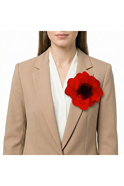 OEM Χειροποίητη Κόκκινη Καρφίτσα Λουλουδιού Παπαρούνας, από Υλικό Σατέν Υφάσμ...