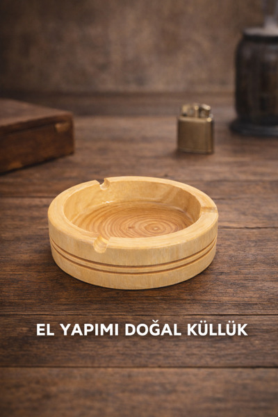 KEA Doğal Ahşap Küllük El Yapımı – 11 cm Dekoratif Masa Küllüğü