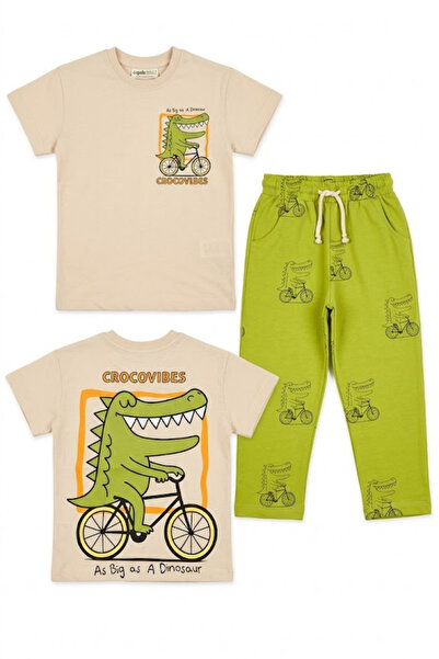 Zekalya Παντελόνι για αγόρια με στάμπα Crocovibes από 100% βαμβάκι - Πράσινο