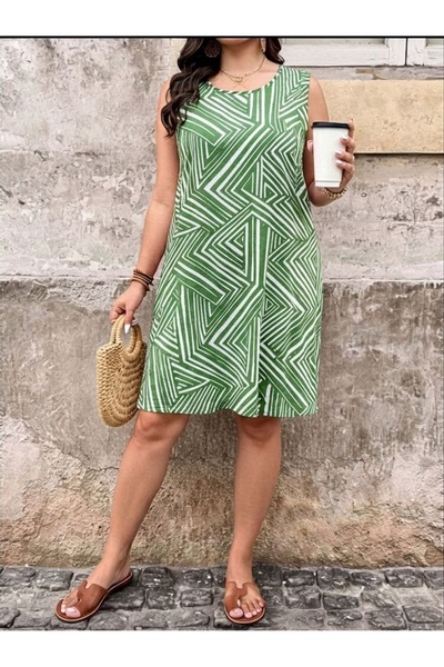 charango Round Neck Sleeveless Wide Cut Ethnic Dress