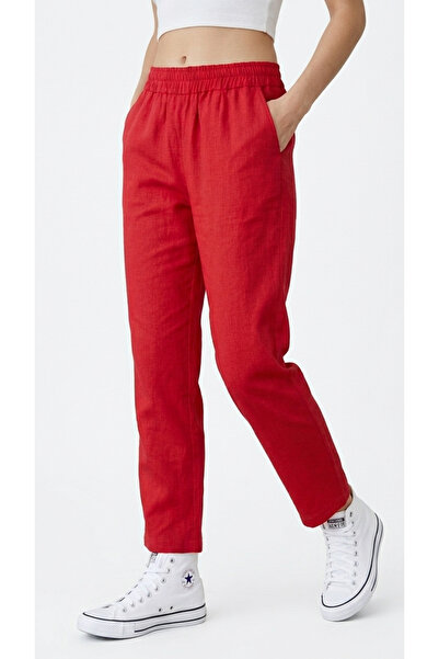 VIM Atelier Women's Casual-Sport Pants with Elastic Waist, Red