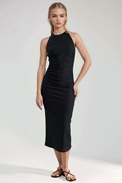 Hiccup Φόρεμα μίντι με λαιμόκοψη halter και υφή, που αγκαλιάζει το σώμα