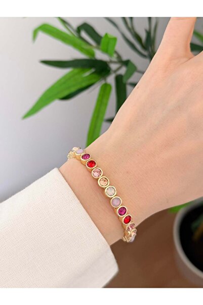 Venus Design Çelik Renkli Taşlı Lastikli Bileklik