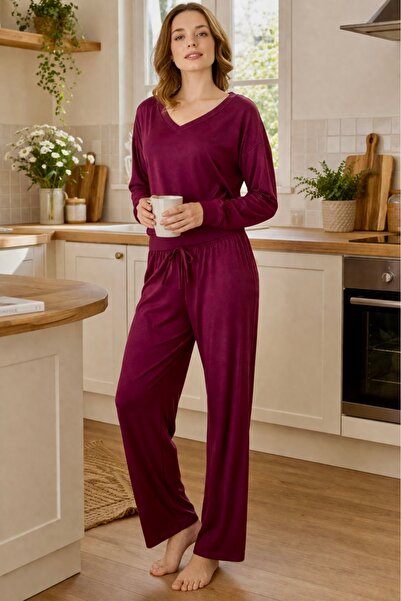 Glamores Bordo Pijama Takımı
