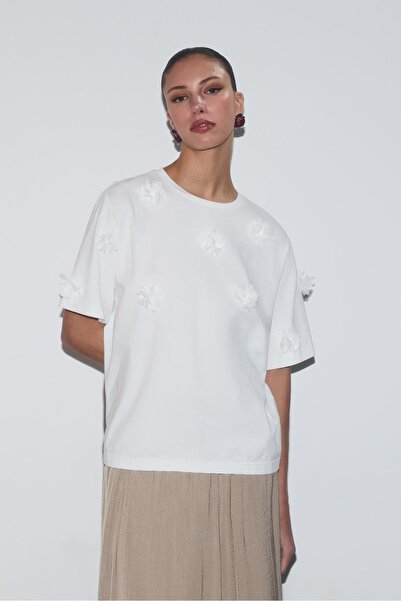 LEFTIES Çiçek aplikeli t-shirt