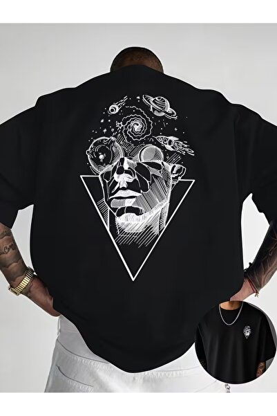 AEMİ Μπλουζάκι Unisex Galaxy με στάμπα ανάποδου τριγώνου και εγγραφή εγκεφάλο...