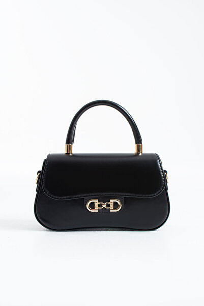 DEV 3 ADAM NÇS Μαύρη ματ γυναικεία τσάντα χιαστί με κάλυμμα από μπαγκέτα