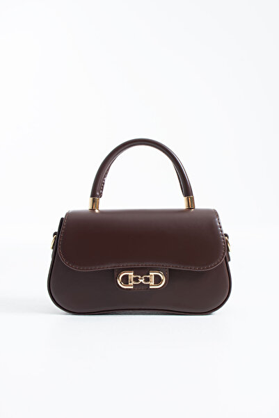 DEV 3 ADAM NÇS Καφέ Τσάντα Μπαγκέτας με Καπάκι, Γυναικεία Τσάντα Χιαστί