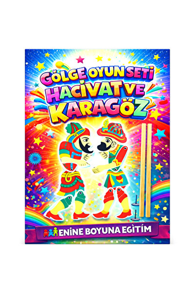 Enine Boyuna Eğitim 🎭 Hacivat Karagöz Gölge Oyunu Seti – 26 CM Kukla | Gelen...