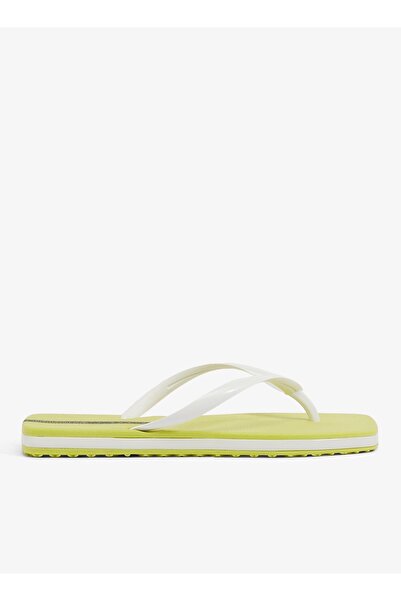 VOICES Slim Women's Flip Flops With Square Shape Sole-Yellow/White, size-39/40