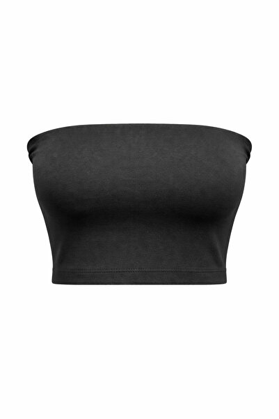 Mixray 2082 Γυναικεία Μπλούζα Στράπλες Basic Crop Top Μαύρη