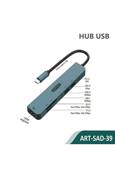 SiPro Siipro 7in1 USB-C to 4x USB Charging Hub with HDMI Green (SAD-39)