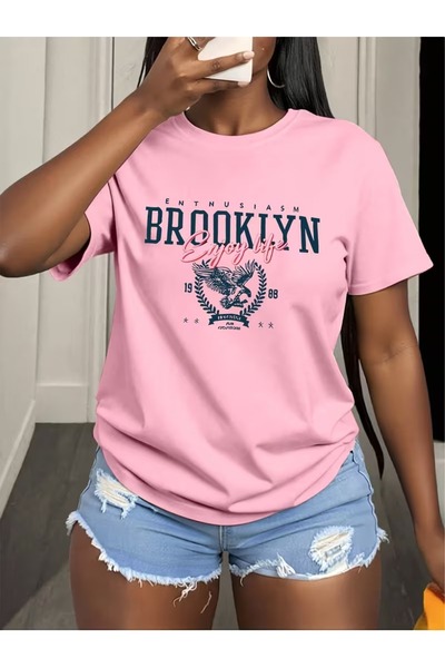 PAVRO Μπλουζάκι Unisex Ποιοτικό Υφασμάτινο Μπλουζάκι με στάμπα Brooklyn Άνετο...