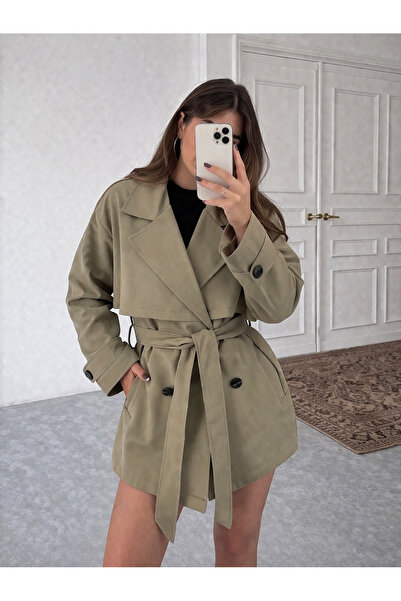 Ekim Store Αντιανεμική καμπαρντίνα με κουμπιά και δέσιμο για φορητό υπολογιστή