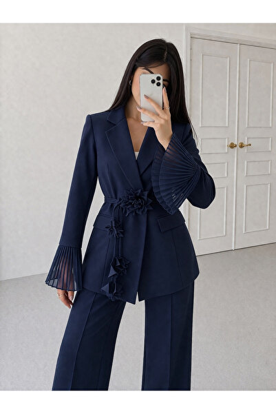 Ekim Store Σετ μπλέιζερ με λουλουδάτα δαντελωτά μανίκια από τούλι