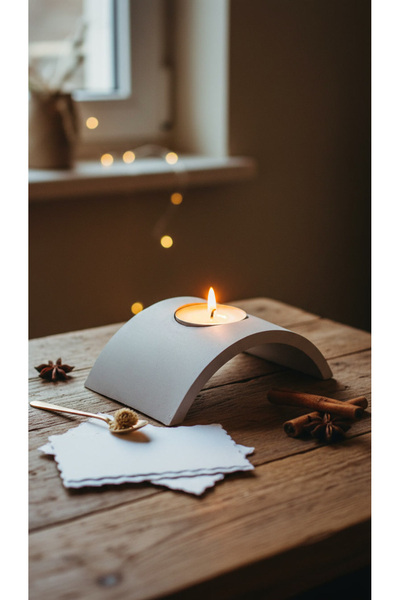 DOSSUESTUDİO Beton Tealight Mumluk – Modern Dekoratif Mumluk + 1 Adet 4 Saat ...