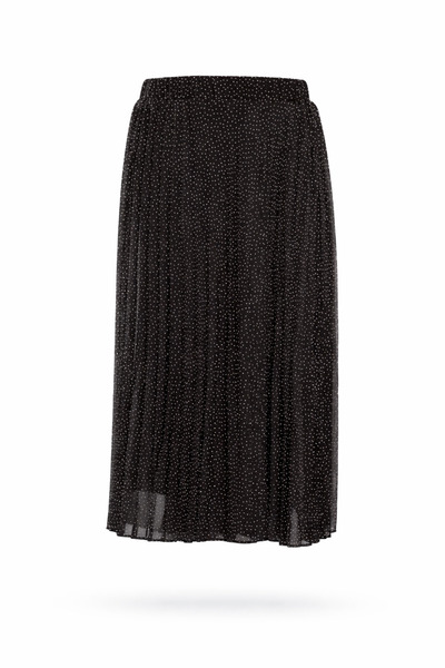 5in1Canpolat Μαύρη πλισέ φούστα με πουά 1044