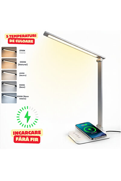 OEM Φωτιστικό γραφείου LED, Ασύρματη φόρτιση, 5 λειτουργίες φωτισμού, Έλεγχος...