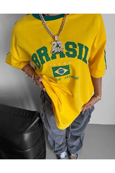 NoVibe Μπλουζάκι Unisex Brasil με στάμπα, 100% βαμβάκι